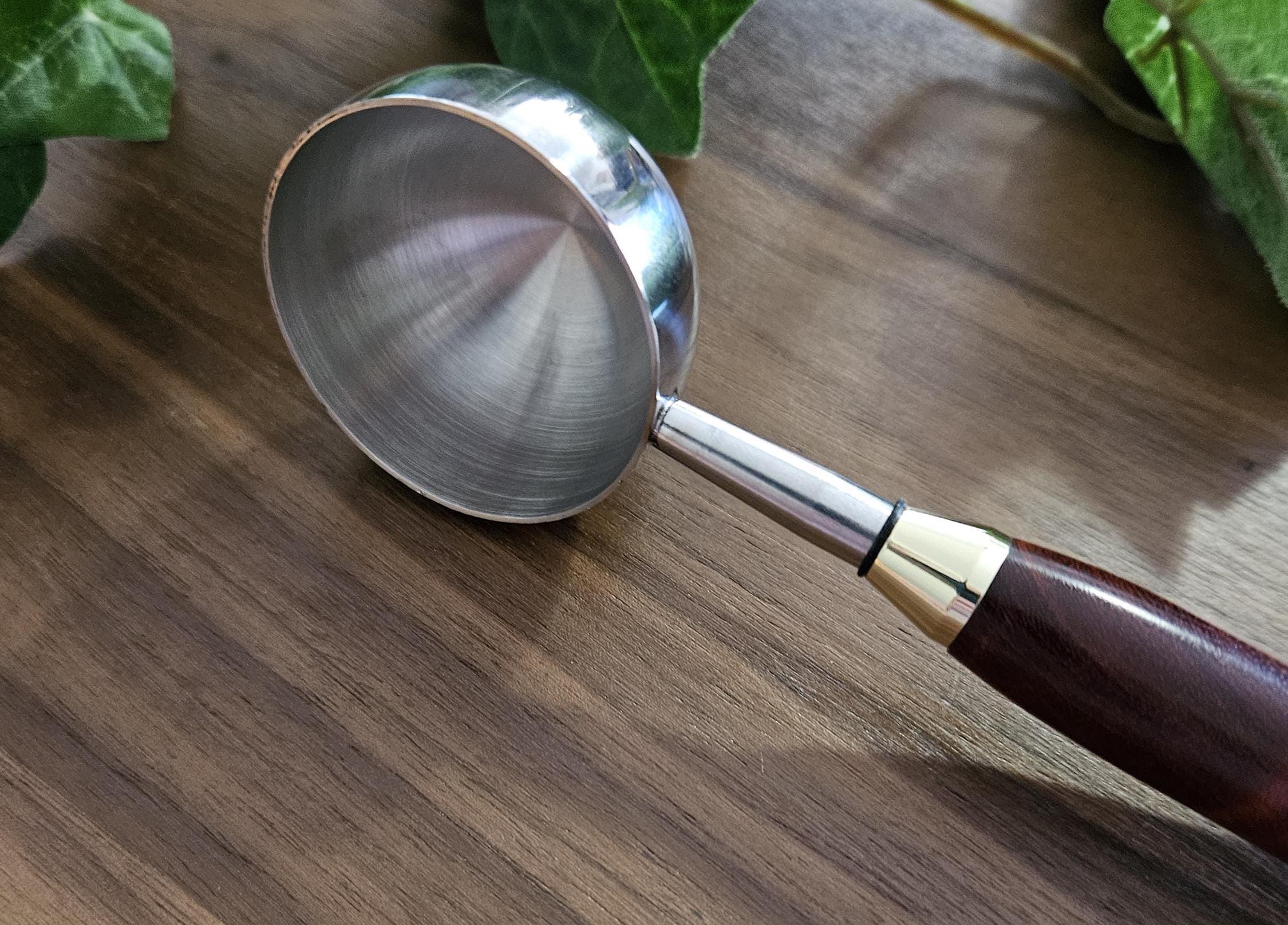 Amboyna Wooden Coffee Scoop with 2 Tablespoon Stainless Steel Scoop and Gold Accents