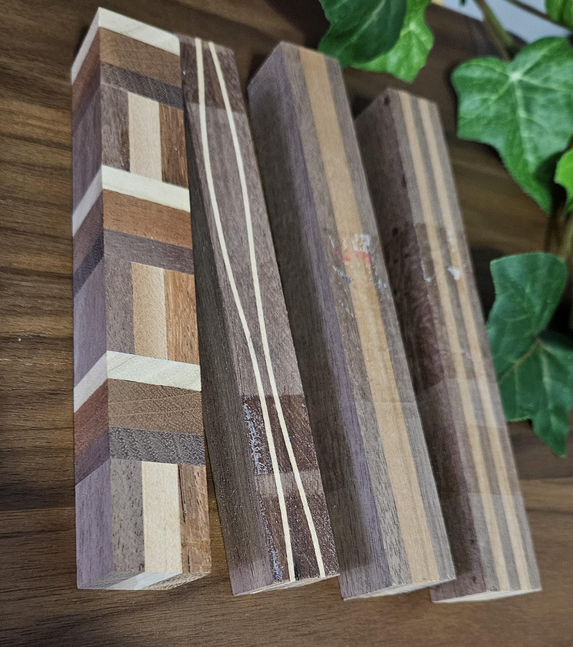 Pen Blanks: Wooden Segmented Blanks #2 -  5" to 6" Long - Includes Walnut, Cherry, Padauk, and Maple Woods