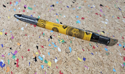 1960 Game of Life 20,000 Demand Note Label Cast Ballpoint Pen, Centennial Issue, Black Knurl Pen Kit, Signed by Art Linkletter