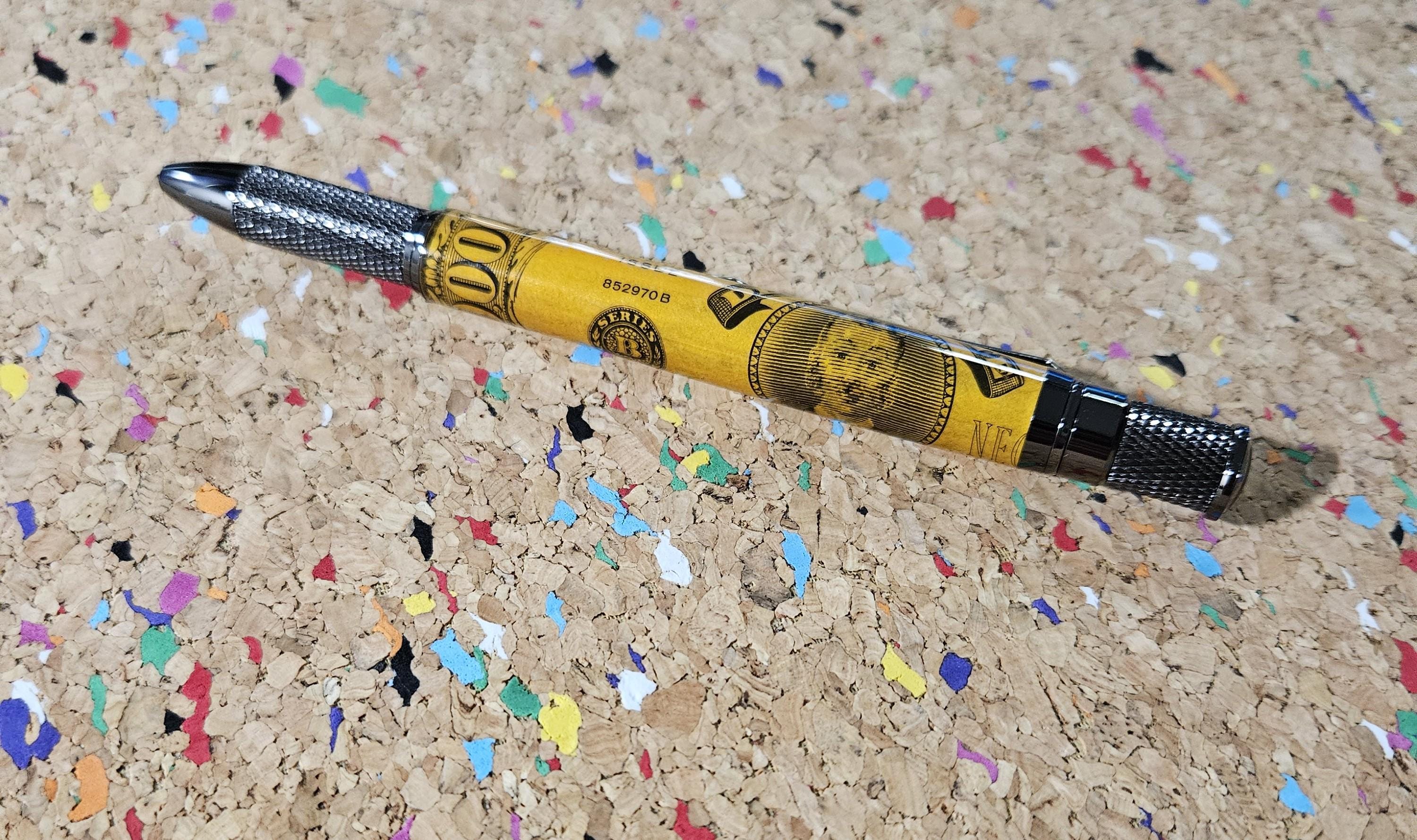 1960 Game of Life 20,000 Demand Note Label Cast Ballpoint Pen, Centennial Issue, Black Knurl Pen Kit, Signed by Art Linkletter