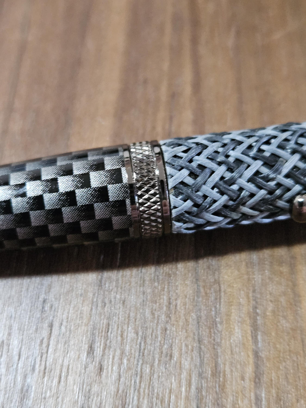 Multi-Colored True Feel Carbon Fiber Twist Pen with Faux Carbon Fiber Finial and Tapered Grip with Gunmetal Accents