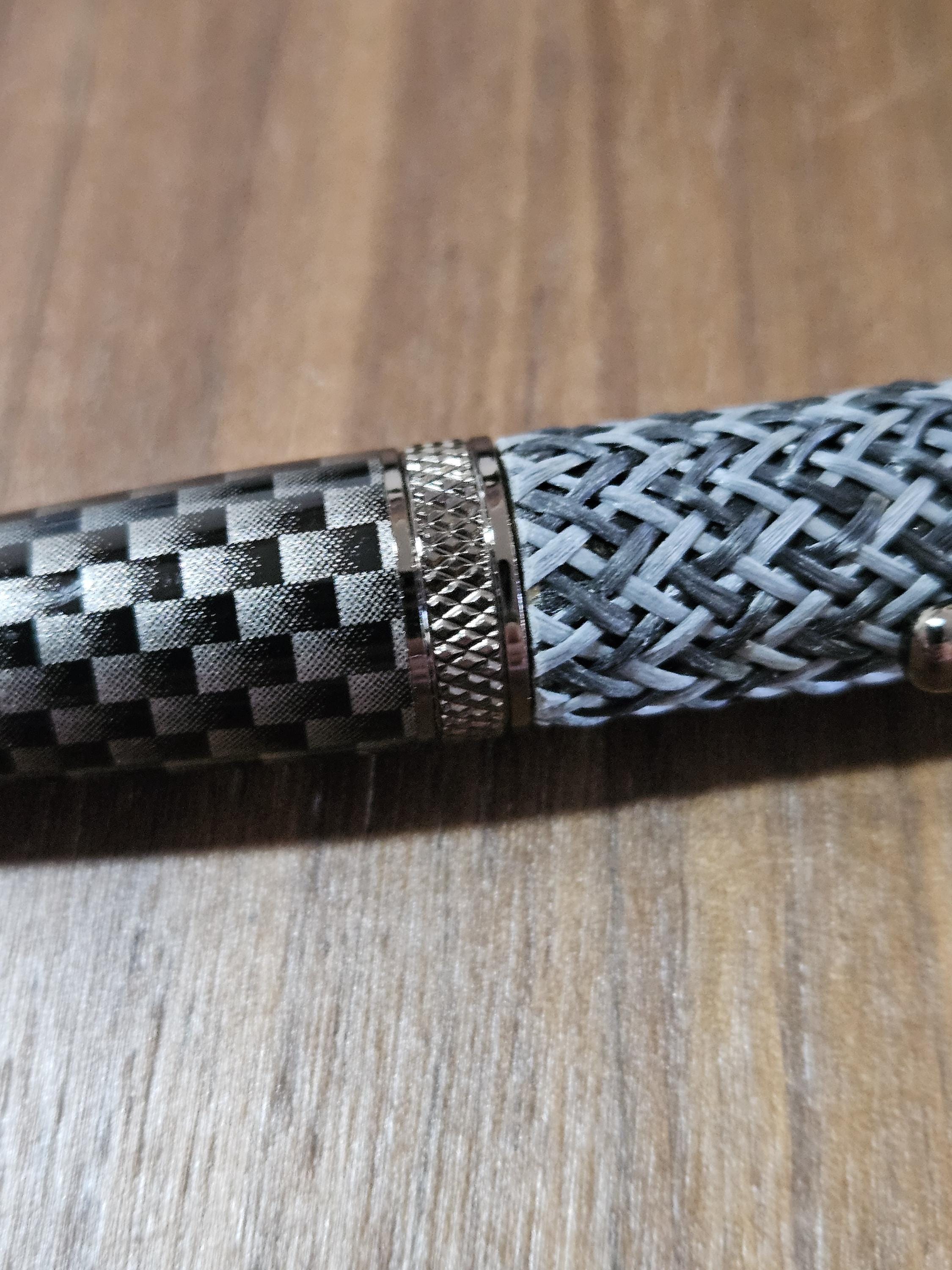 Multi-Colored True Feel Carbon Fiber Twist Pen with Faux Carbon Fiber Finial and Tapered Grip with Gunmetal Accents