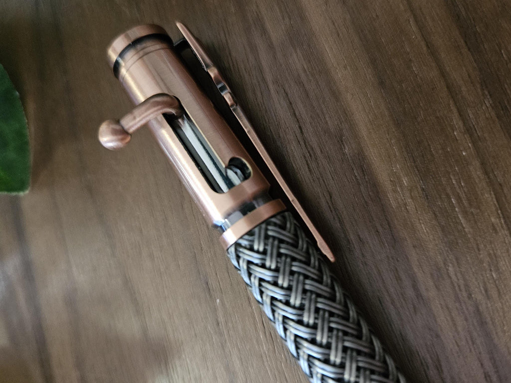 Antique Copper Bolt Action True Feel Carbon Fiber Pen with Rifle Clip, Gift for Hunters
