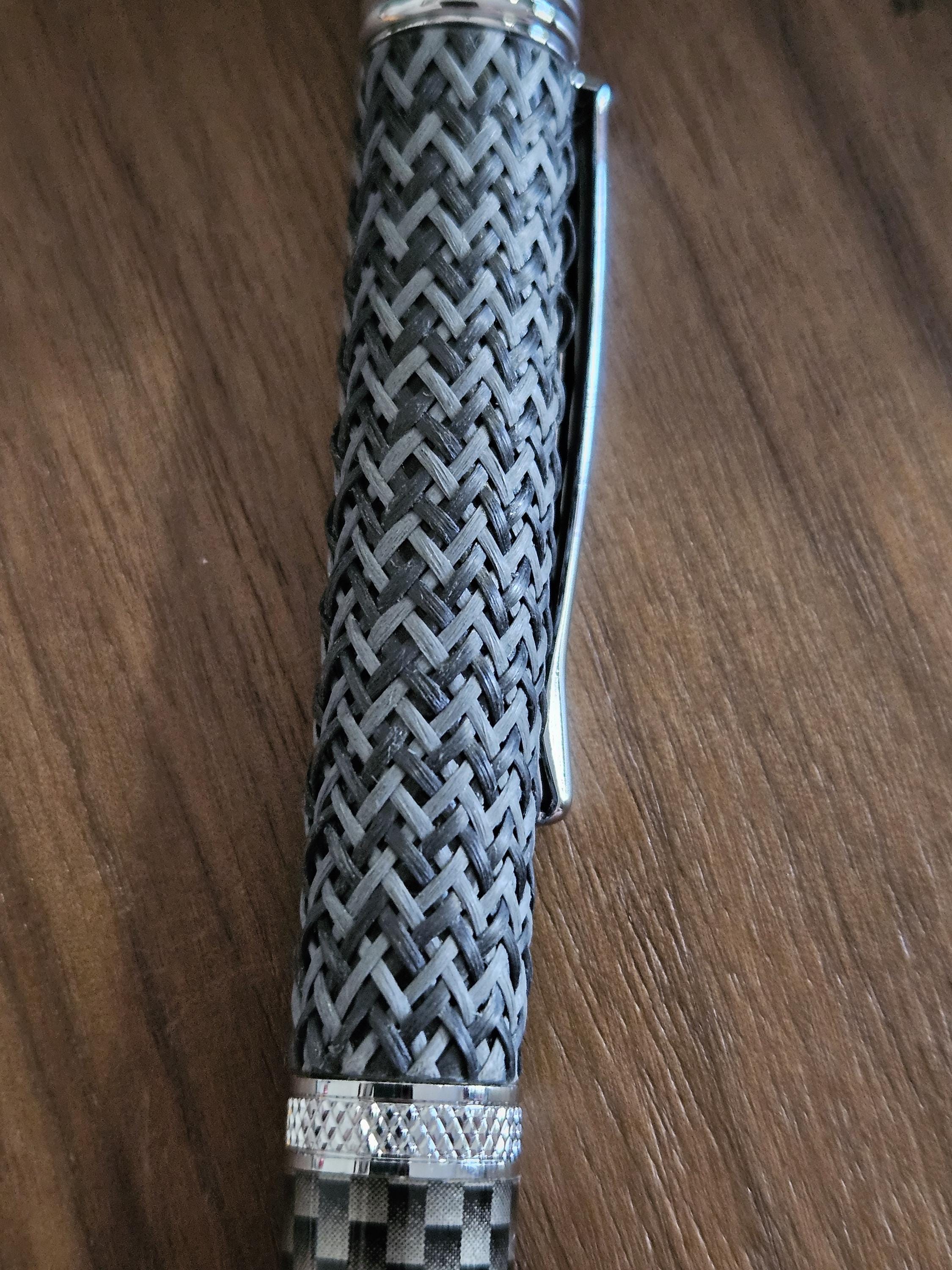 Multi-Colored True Free Carbon Fiber Twist Pen with Faux Carbon Fiber Finial and Tapered Grip with Chrome Accents