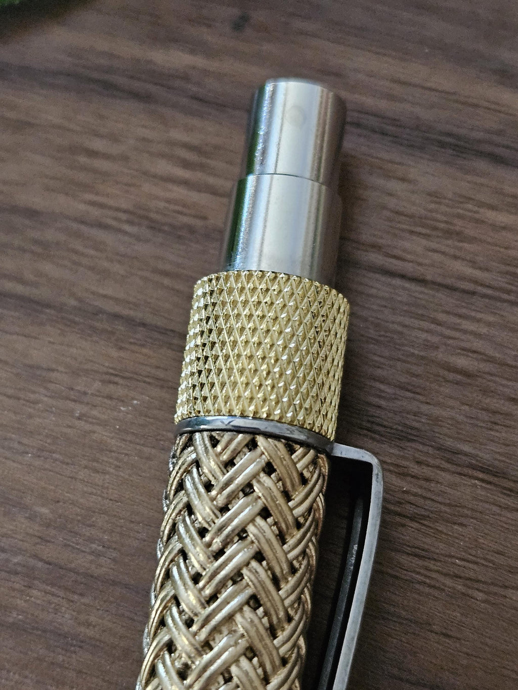 Refillable Ballpoint Pen, Dura Click Brass, Every Day Carry (EDC), Carbon Fiber, True Texture, Brass and Chrome Accents, Gifts for Dad & Him