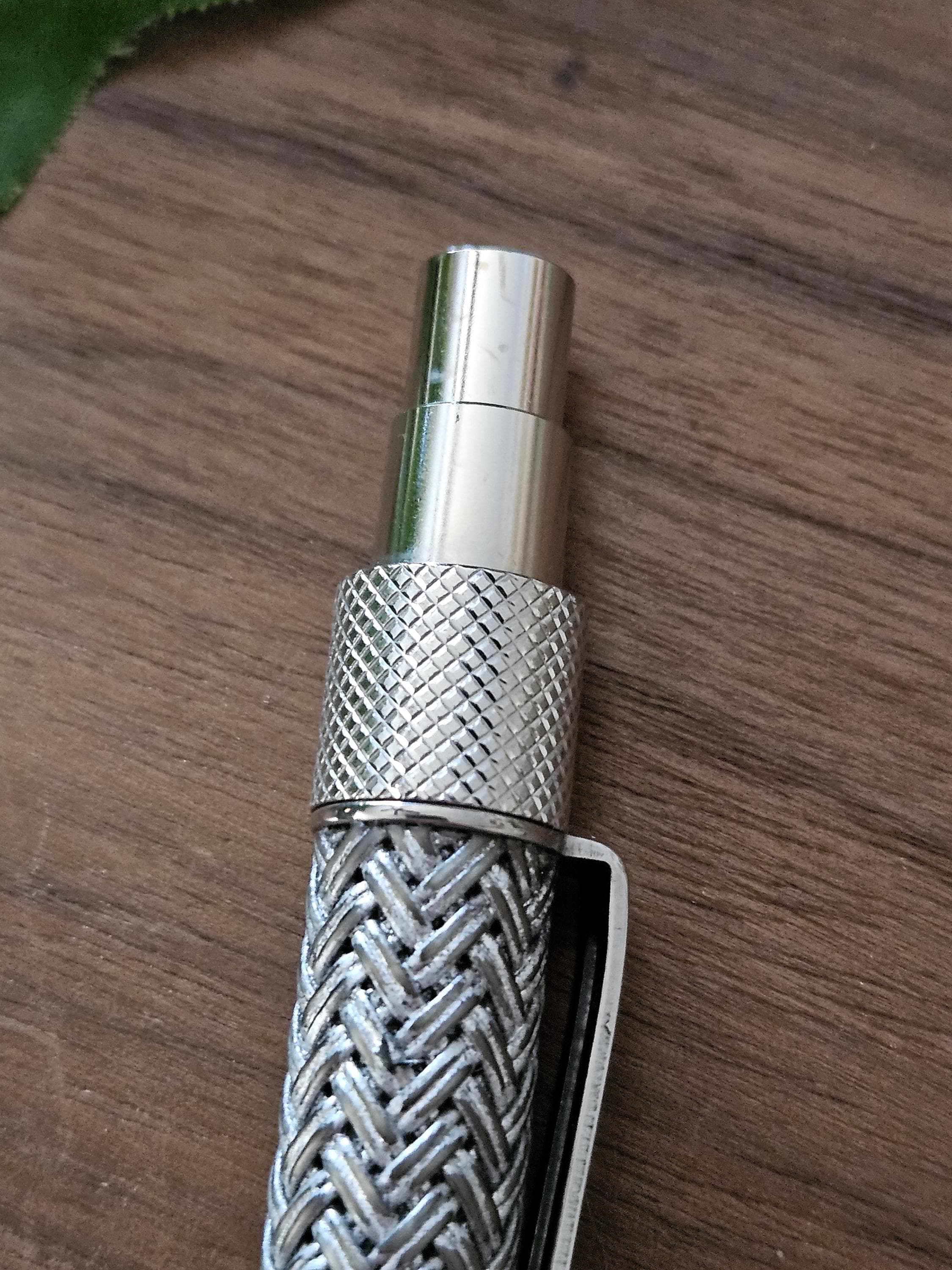 Refillable Ballpoint Pen, Dura Click Aluminum, Every Day Carry (EDC), Carbon Fiber, True Texture, Aluminum and Chrome Accents, Gift for Him