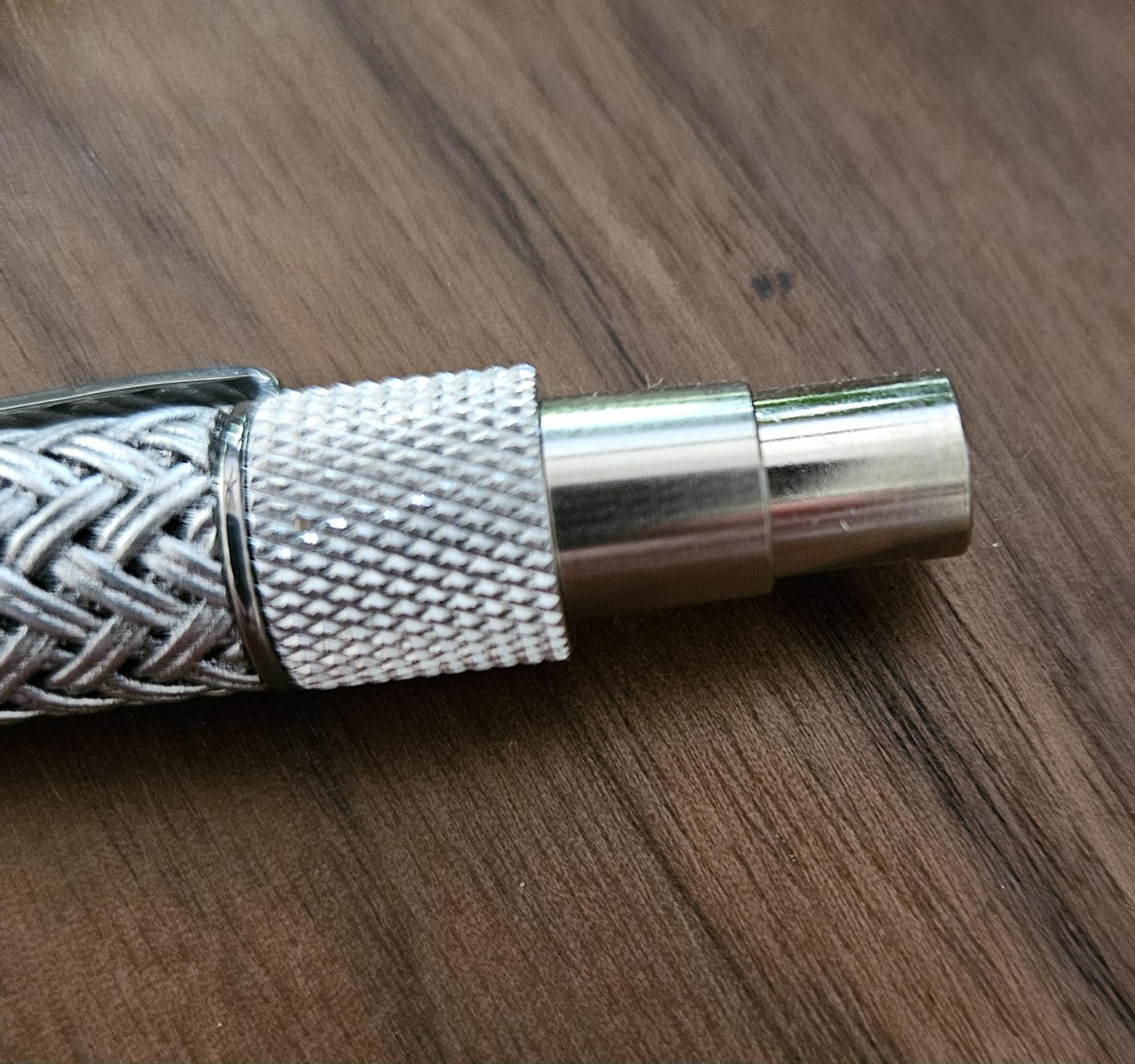 Refillable Ballpoint Pen, Dura Click Stainless Steel, Every Day Carry (EDC), Carbon Fiber, True Texture, Stainless Steel & Chrome Accents