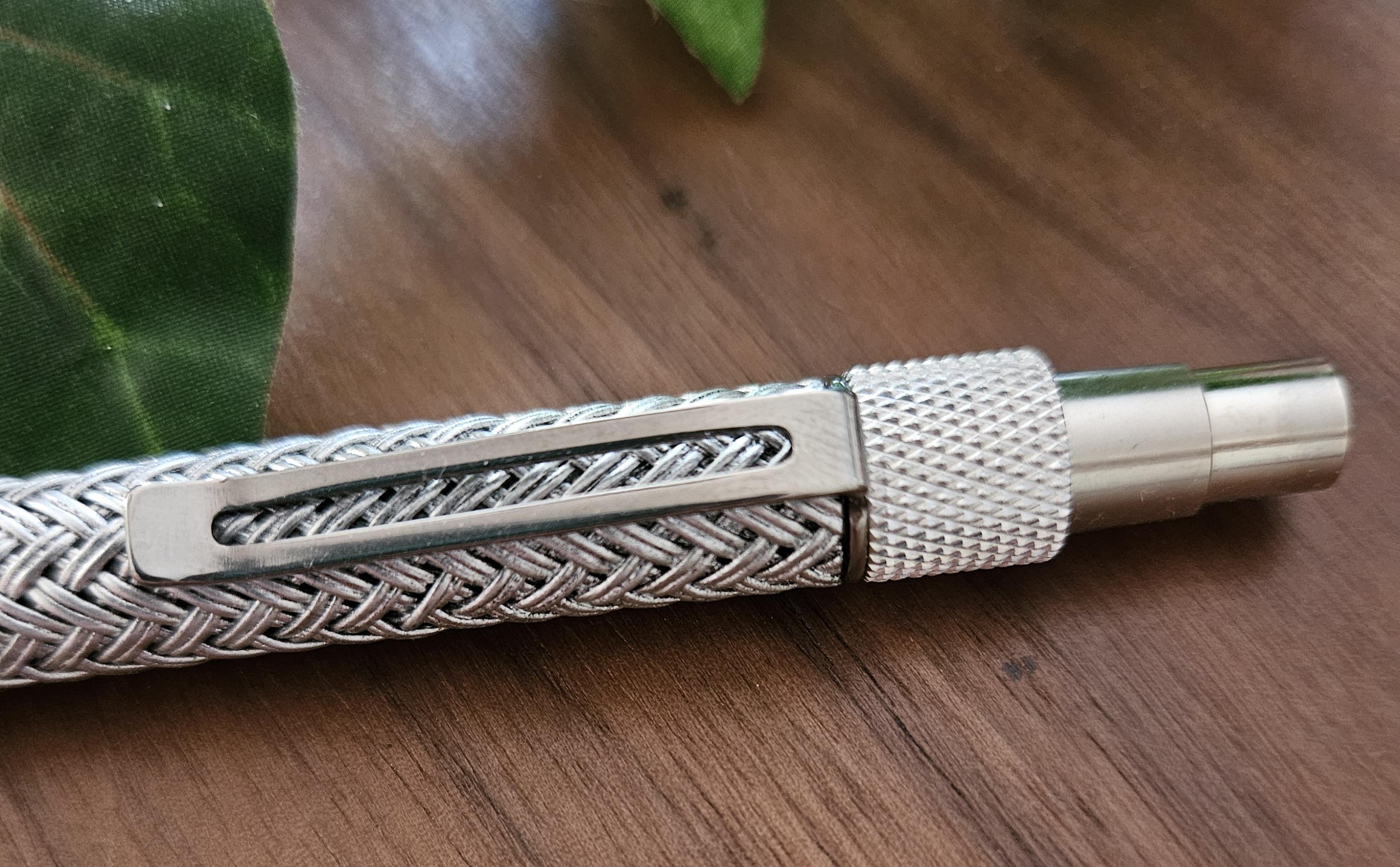 Refillable Ballpoint Pen, Dura Click Stainless Steel, Every Day Carry (EDC), Carbon Fiber, True Texture, Stainless Steel & Chrome Accents