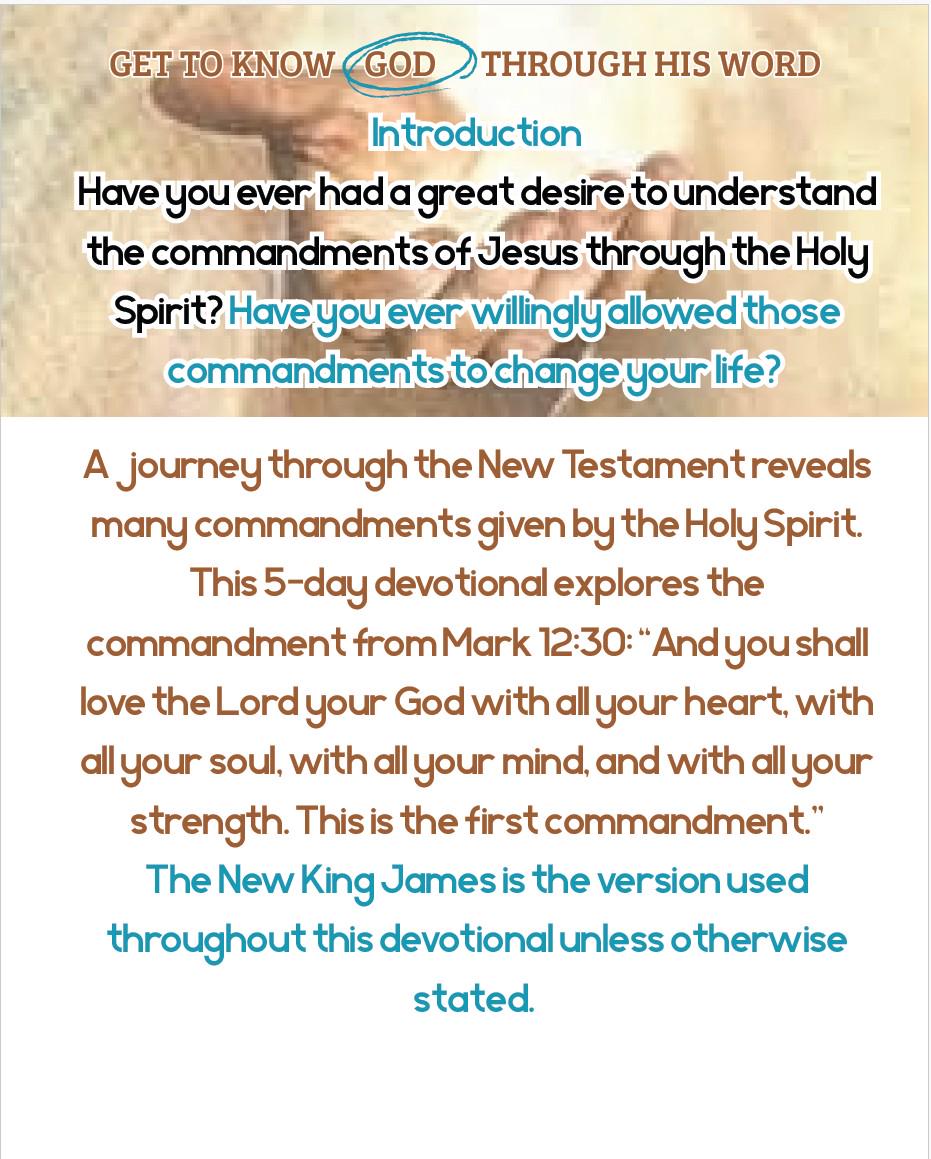 5-Day Digital Devotional Journal, "Keep My Commandments", Scriptures, Religious Writing, Reflection, God's Word, Mark 12:30 (NKJV)