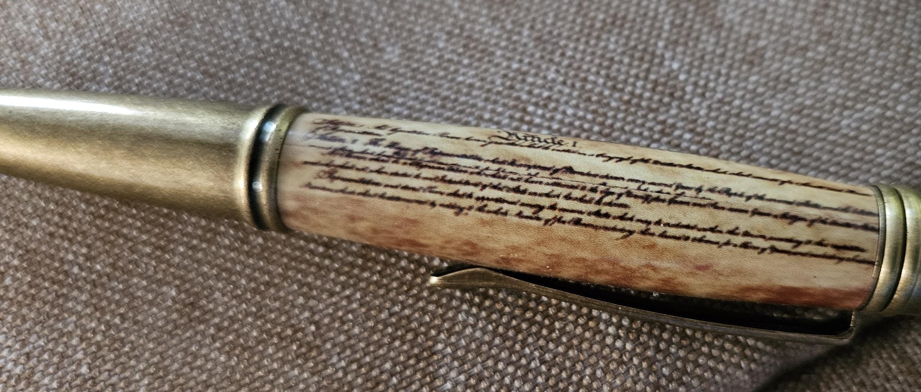 Refillable Twist Style Ballpoint Pen, We The People, Label Cast, Antique Brass Accents, 1.7oz, Gift for Lawyer, Gift for Congressman