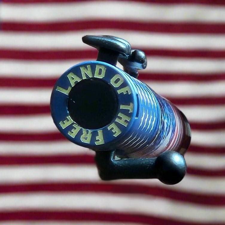 Refillable Bolt-Action Pen, American Flag, Lightning Bolt, Ceramic Accents, Veterans, Active Duty, Hunters, Patriotic, Medium Tip, 1.7 oz