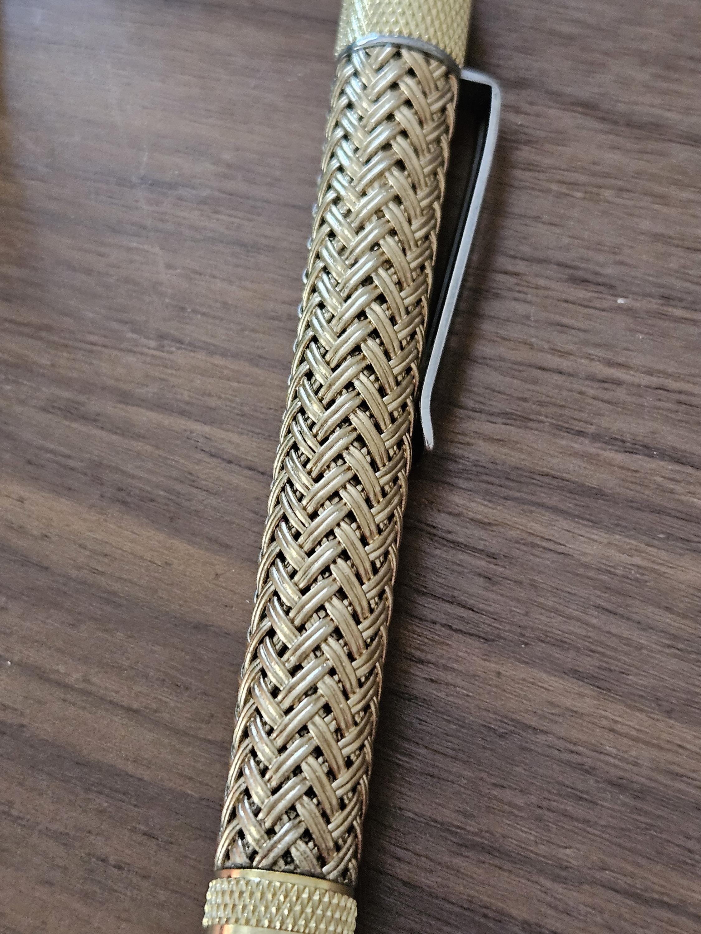 Refillable Ballpoint Pen, Dura Click Brass, Every Day Carry (EDC), Carbon Fiber, True Texture, Brass and Chrome Accents, Gifts for Dad & Him