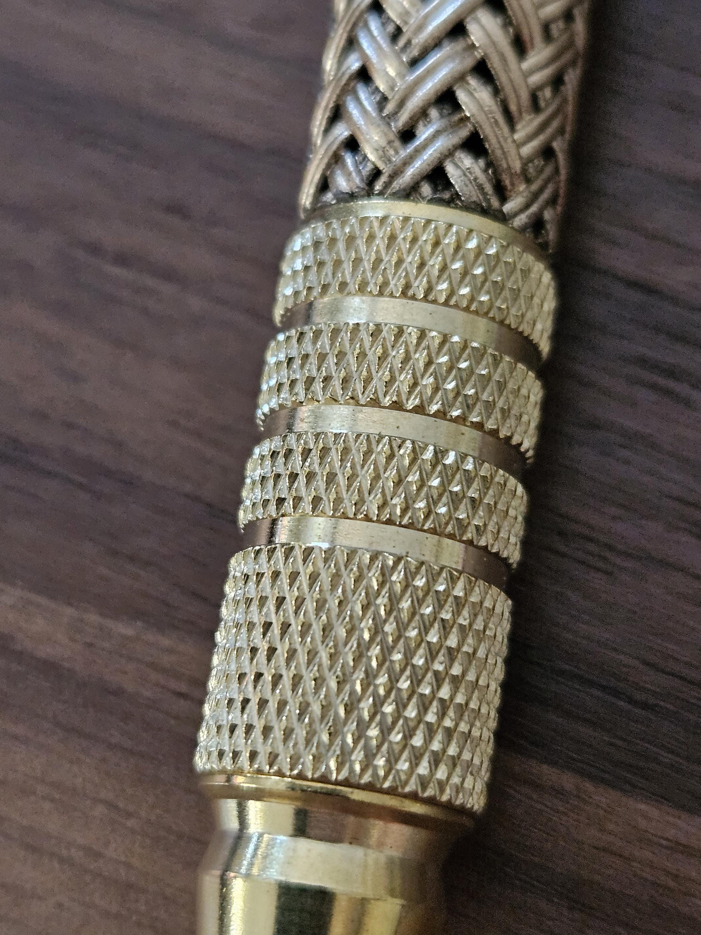 Refillable Ballpoint Pen, Dura Click Brass, Every Day Carry (EDC), Carbon Fiber, True Texture, Brass and Chrome Accents, Gifts for Dad & Him