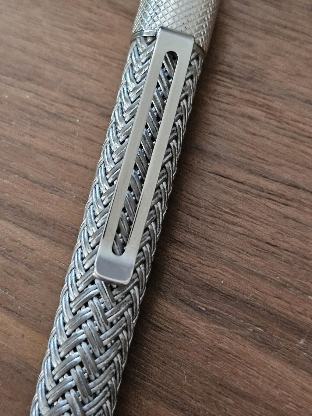 Refillable Ballpoint Pen, Dura Click Aluminum, Every Day Carry (EDC), Carbon Fiber, True Texture, Aluminum and Chrome Accents, Gift for Him