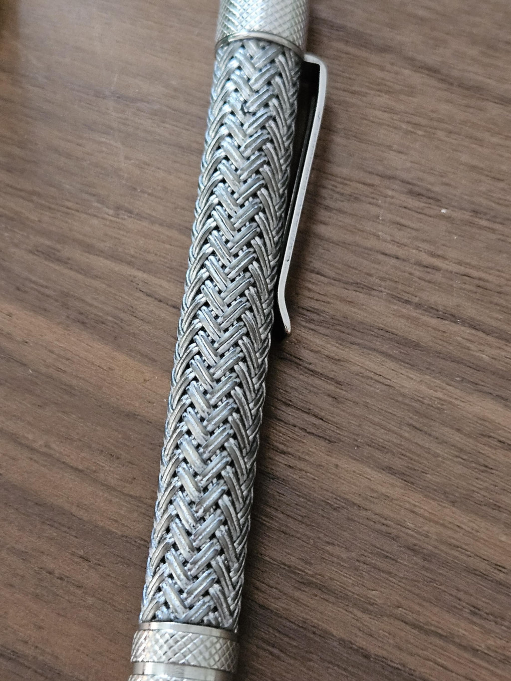 Refillable Ballpoint Pen, Dura Click Aluminum, Every Day Carry (EDC), Carbon Fiber, True Texture, Aluminum and Chrome Accents, Gift for Him