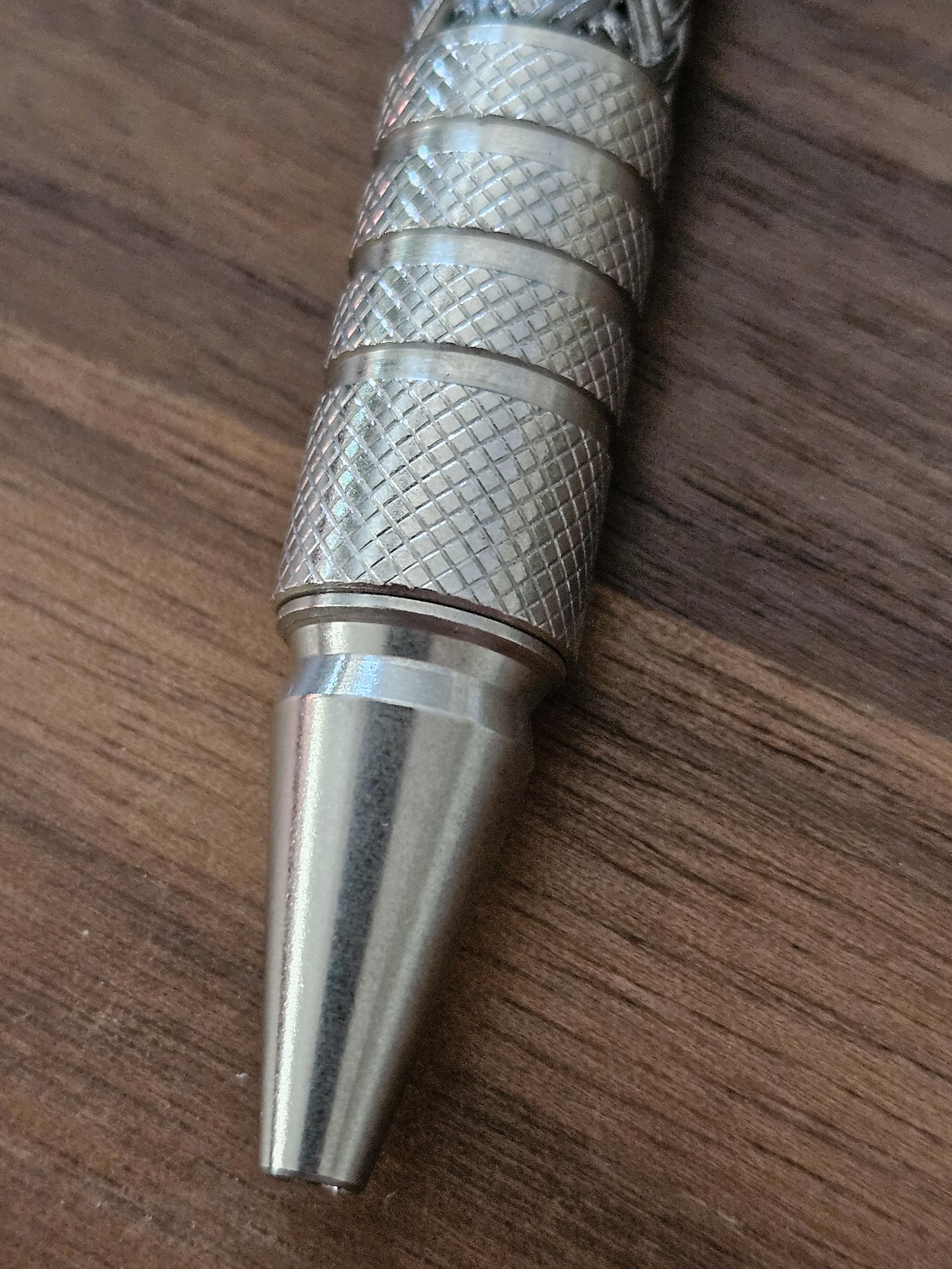 Refillable Ballpoint Pen, Dura Click Aluminum, Every Day Carry (EDC), Carbon Fiber, True Texture, Aluminum and Chrome Accents, Gift for Him