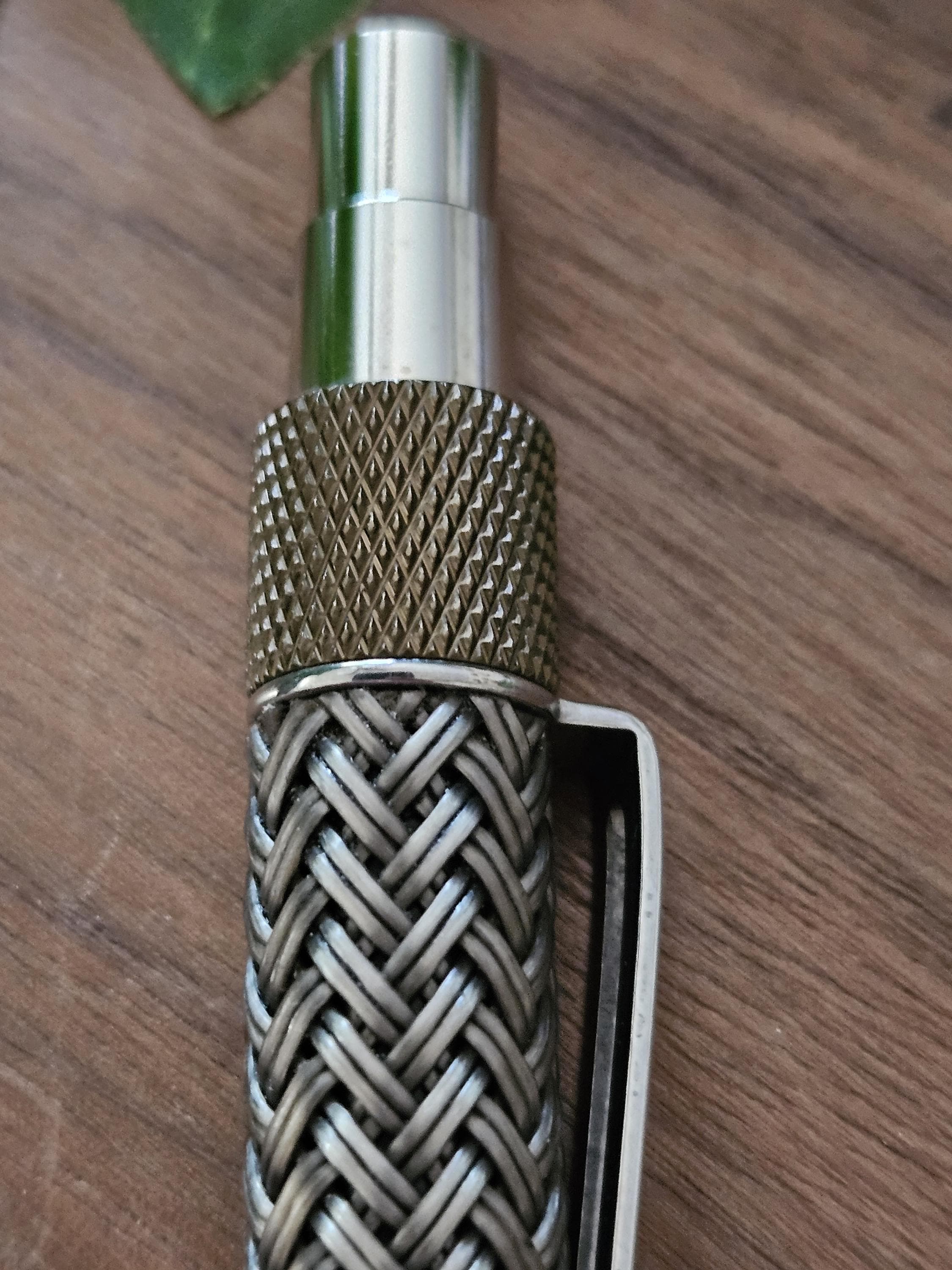 Refillable Ballpoint Pen, Dura Click Burnt Bronze, Every Day Carry (EDC), Carbon Fiber, True Texture, Bronze & Chrome Accents, Gifts for Him