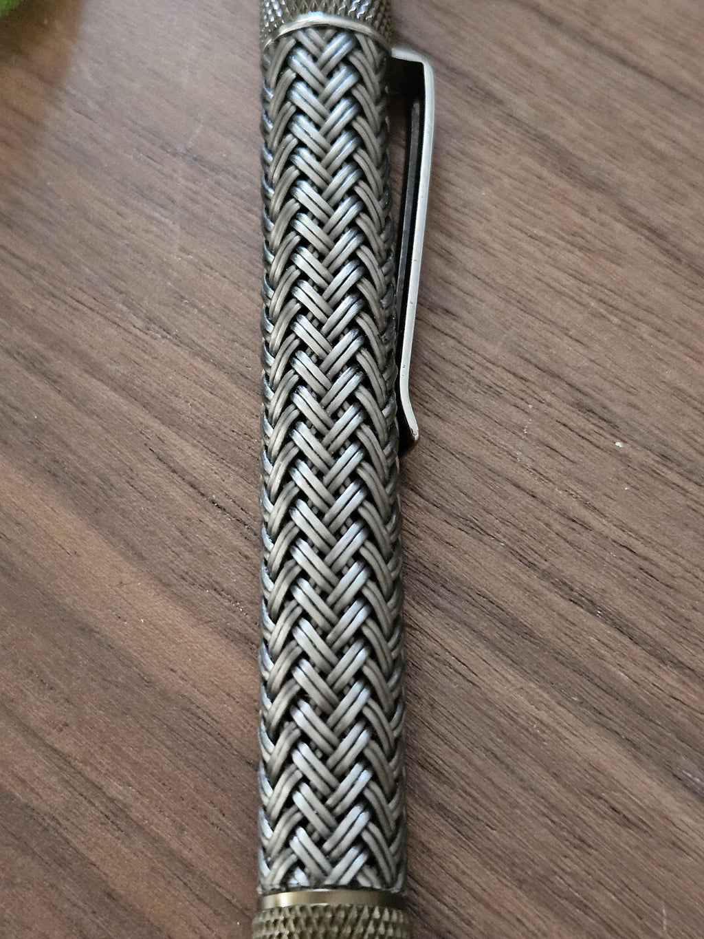 Refillable Ballpoint Pen, Dura Click Burnt Bronze, Every Day Carry (EDC), Carbon Fiber, True Texture, Bronze & Chrome Accents, Gifts for Him