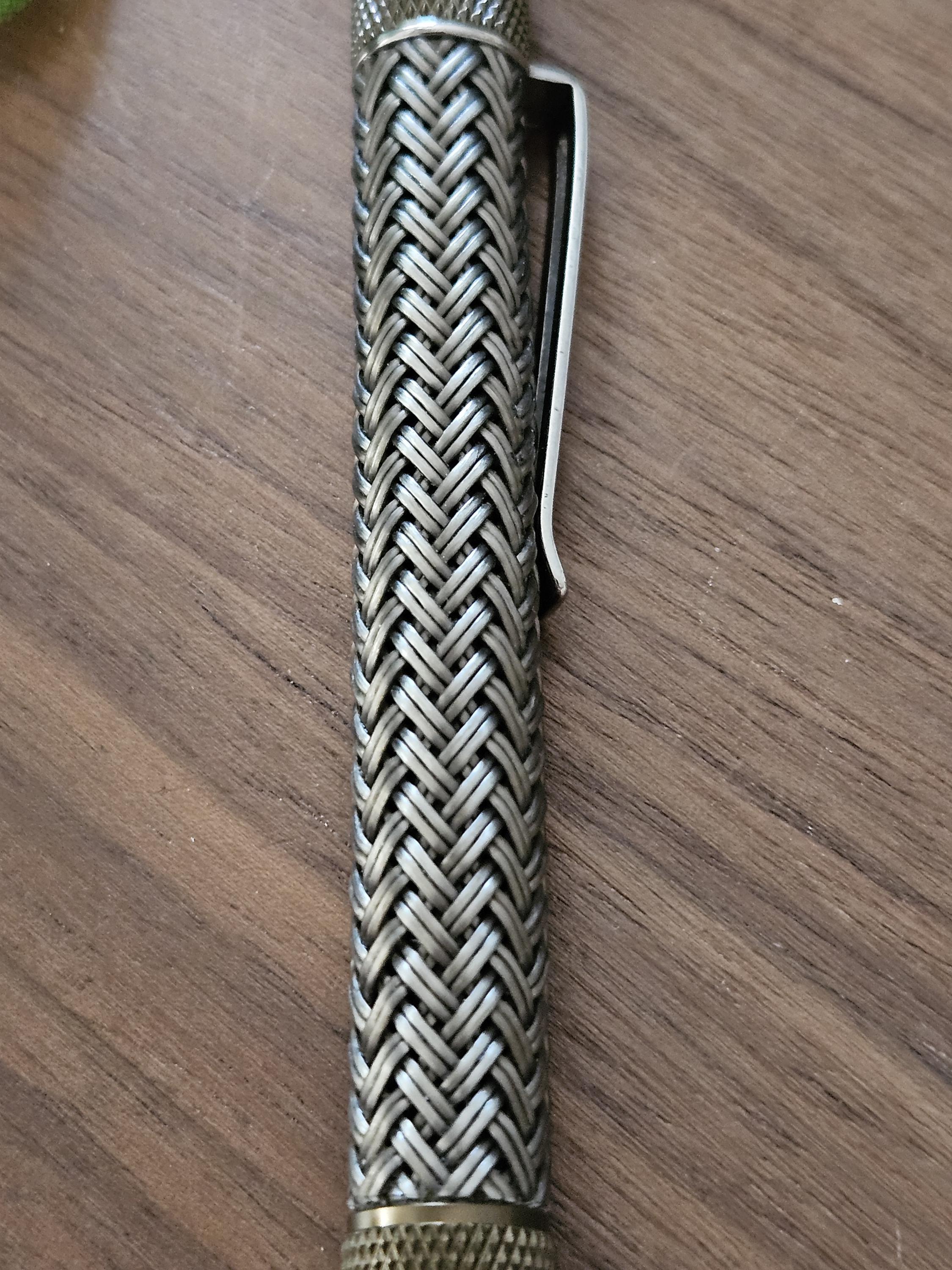 Refillable Ballpoint Pen, Dura Click Burnt Bronze, Every Day Carry (EDC), Carbon Fiber, True Texture, Bronze & Chrome Accents, Gifts for Him