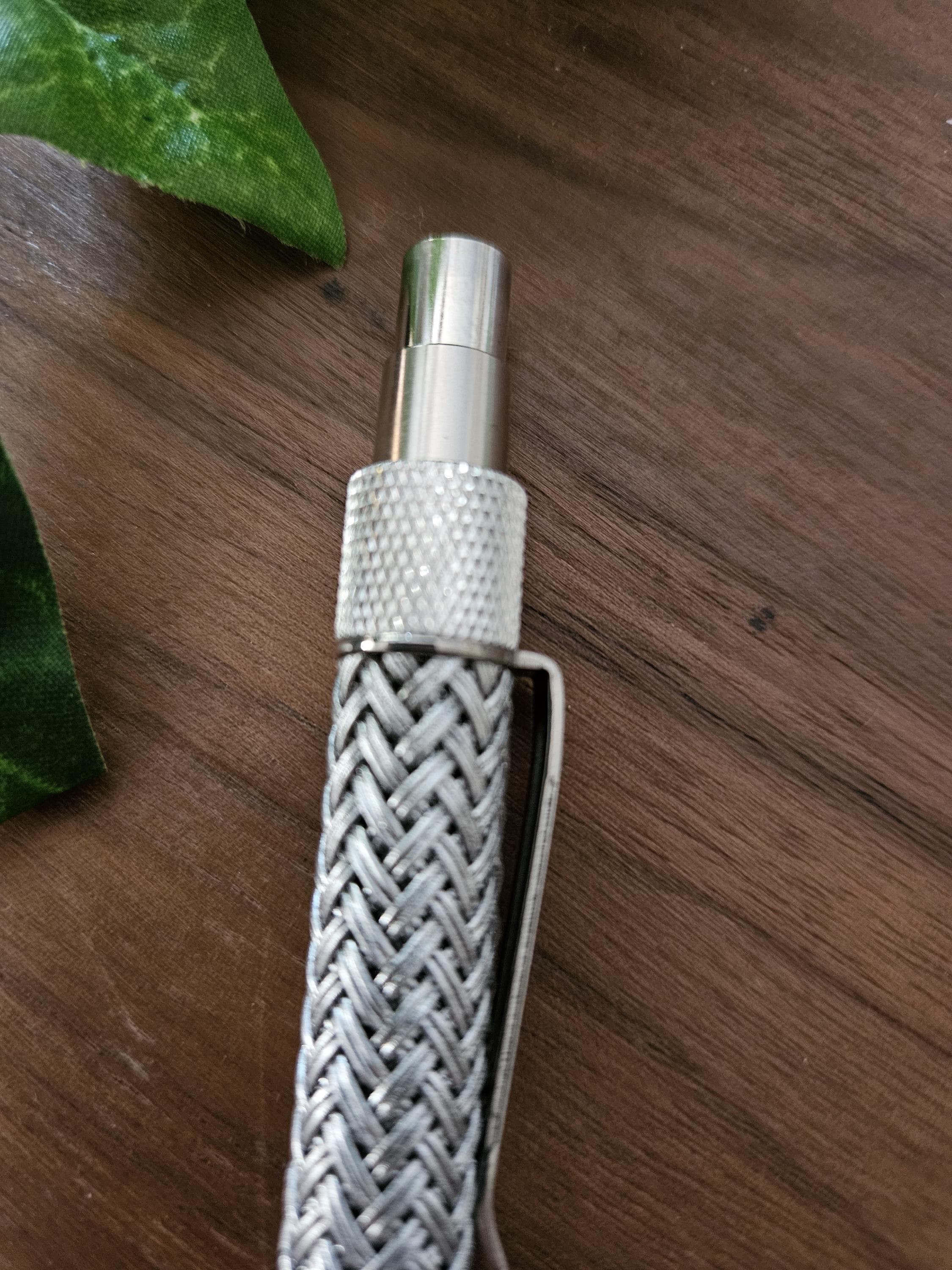 Refillable Ballpoint Pen, Dura Click Stainless Steel, Every Day Carry (EDC), Carbon Fiber, True Texture, Stainless Steel & Chrome Accents