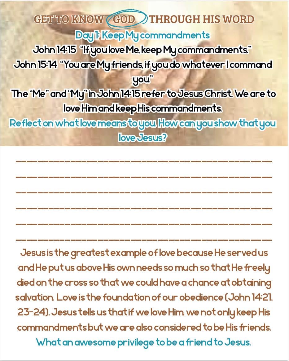 5-Day Digital Devotional Journal, "Keep My Commandments", Scriptures, Religious Writing, Reflection, God's Word, Mark 12:30 (NKJV)
