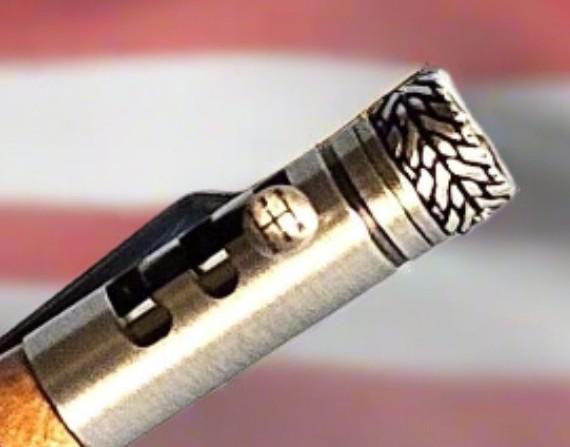 Refillable Bolt-Action Gear Shift Pen, Laser Etched Wooden Firefighter Emblem, Antique Pewter Accents, Medium Tip, Gift for Firefighters