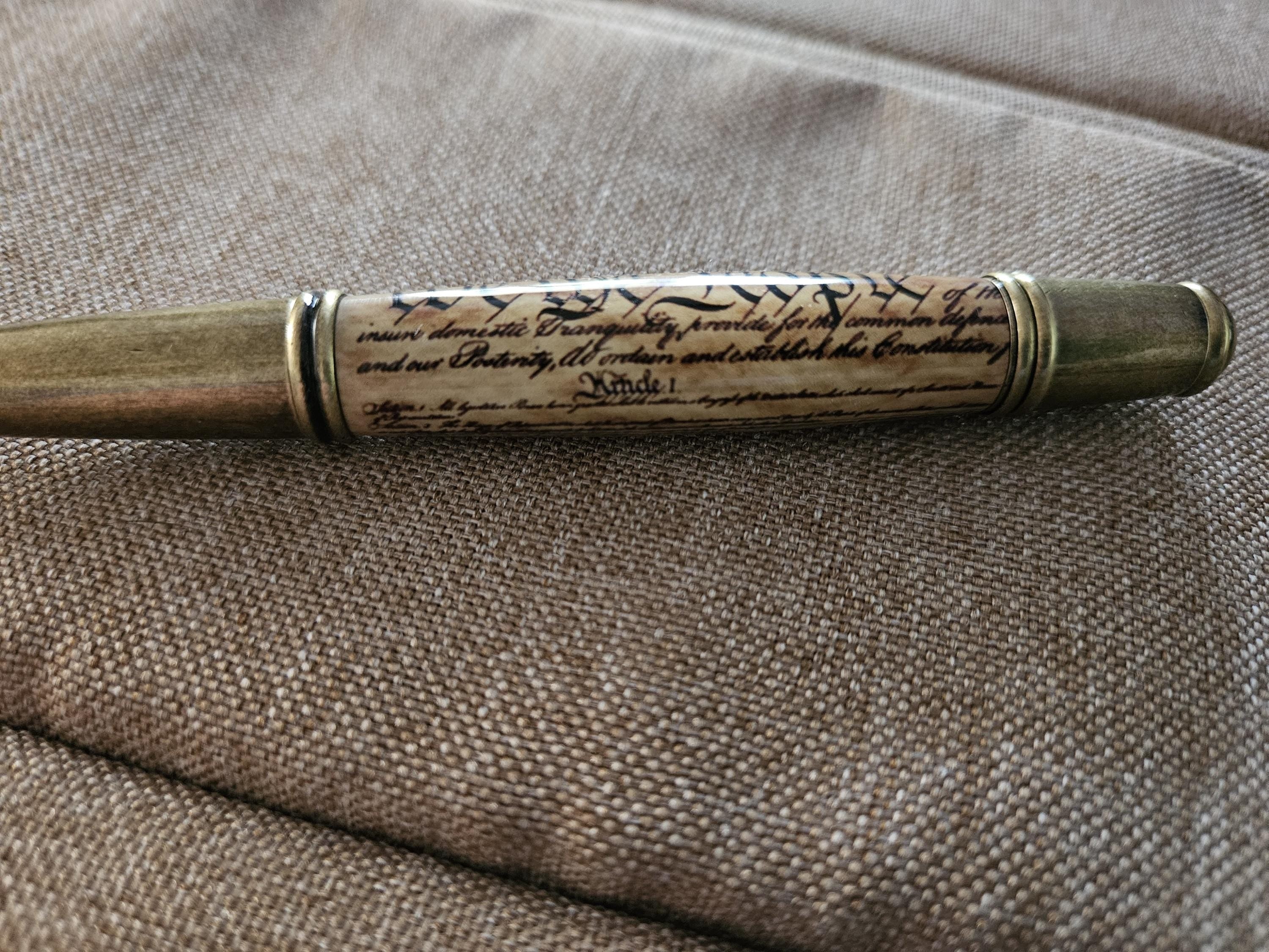 Refillable Twist Style Ballpoint Pen, We The People, Label Cast, Antique Brass Accents, 1.7oz, Gift for Lawyer, Gift for Congressman