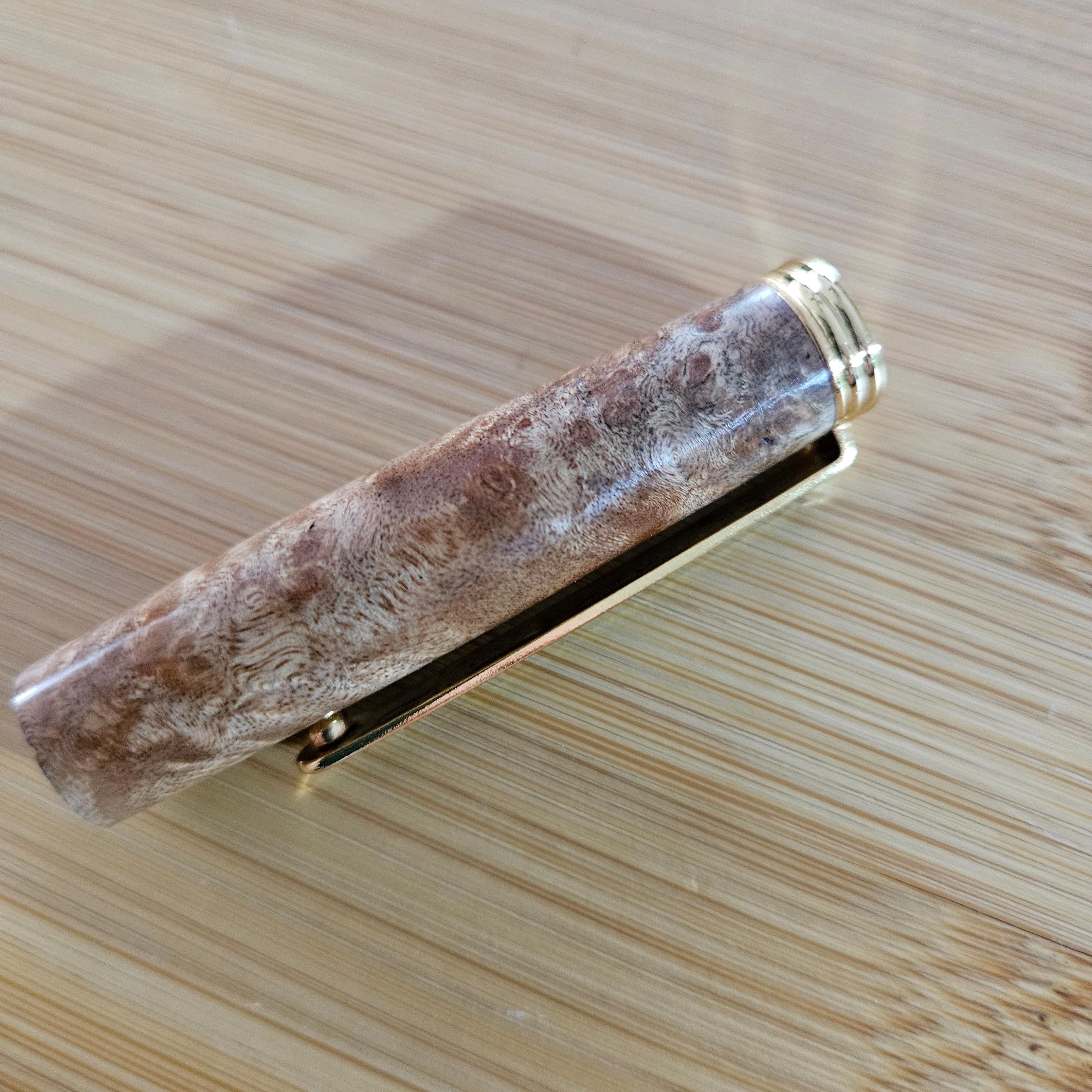 Refillable Capped Traditional 24kt Gold Rollerball Pen, Burl Wood, Black Accent, Medium Tip, 1.3oz, Lightweight, Gift for Her, Gift for Mom